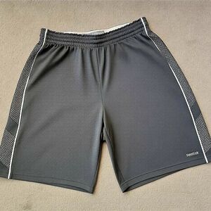 Reebok Men's Dark Gray Athletic Shorts with White Trim